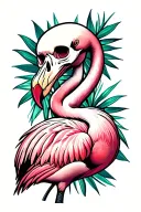 flamingo skeleton looking tattoo design idea