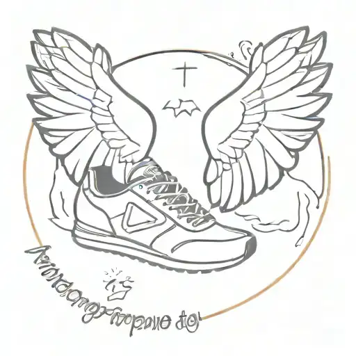track shoe with wings with text "another opportunity to prove your fitness" tattoo design idea