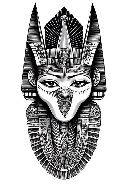 egyptian and inka theme With Cosmic Anubis and all seeing eye Tattoo tattoo design idea