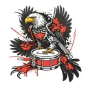 an eagle playing a marching snare drum tattoo design idea