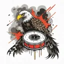 an eagle playing a marching snare drum tattoo design idea