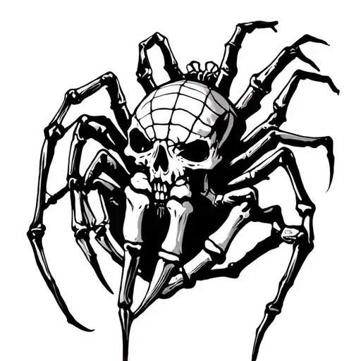 skeliton hand with sipder web in the middle finger tattoo design idea