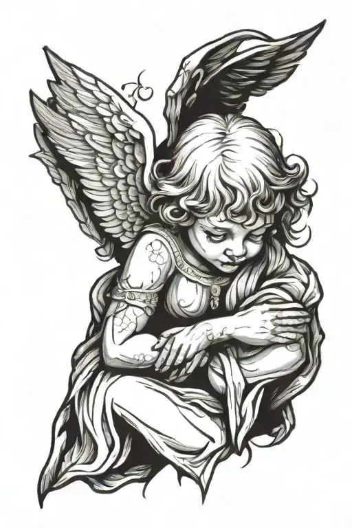 crying Angel tattoo design idea
