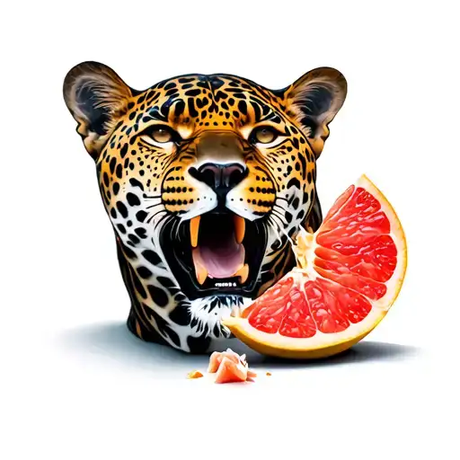 jaguar eating grapefruit tattoo design idea