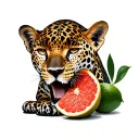 jaguar eating grapefruit tattoo design idea