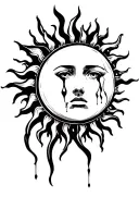 Crying Sun Moon tattoo design idea