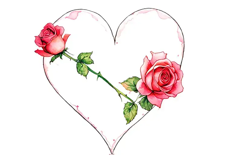 Rose In A Heart see thru showing tattoo design idea