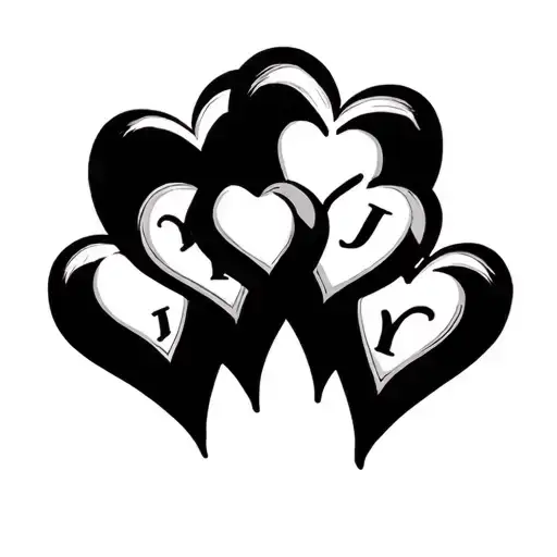 3 hearts with letter J simple ideas mixed into one tattoo design idea