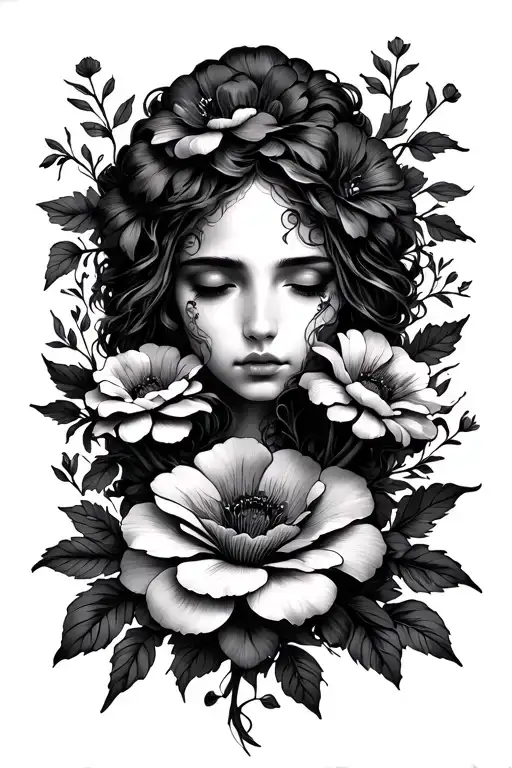 trust issues symbolism with flowers surrounding tattoo design idea