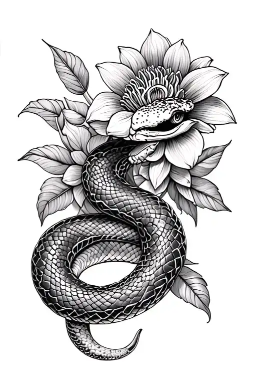 snake, Flower, mandala design incorporating tattoo design idea