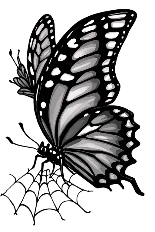 Butterfly in spider web tattoo design idea
