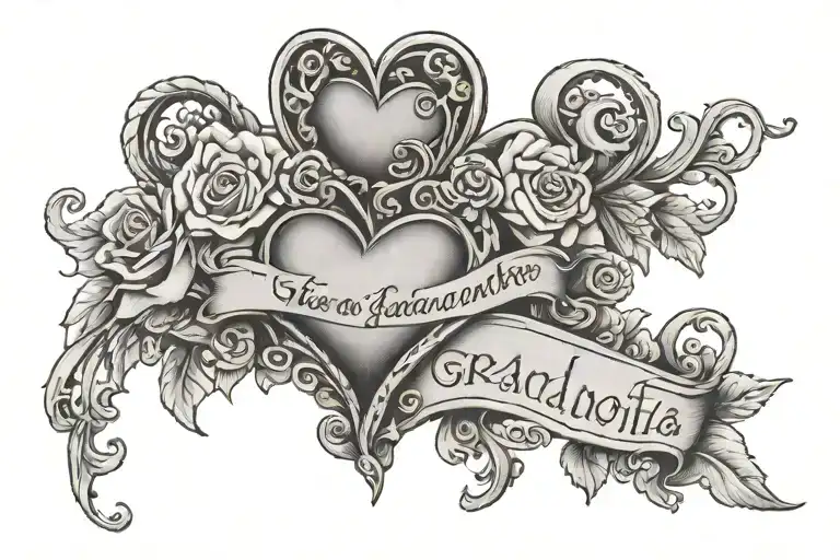 heart with the name of my grandmother Diana and my grandfather Renato tattoo design idea