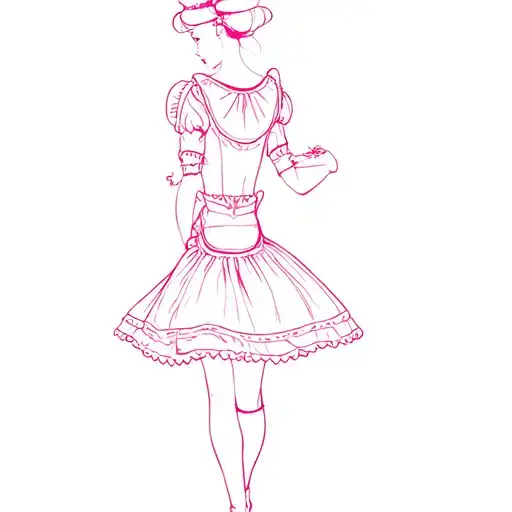 sissy pink maid tattoo design idea