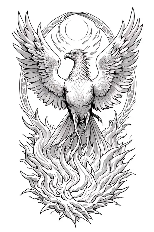 Phoenix rising from ashes tattoo design idea