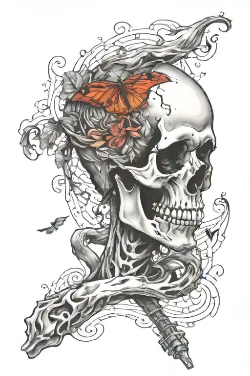 Suicide with skull and semi colon tattoo design idea