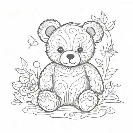 teddy bear sitting tattoo design idea
