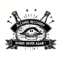 Alcohol recovery, sober, never again tattoo design idea