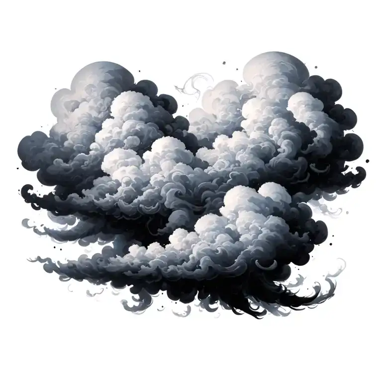clouds an smoke rising tattoo design idea