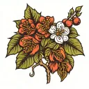 coffee branch with flowers and beans tattoo design idea