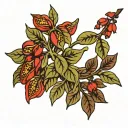 coffee branch with flowers and beans tattoo design idea