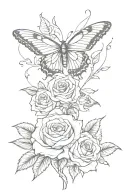 rose and butterfly wings tattoo design idea