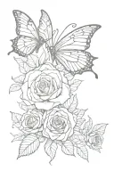 rose and butterfly wings tattoo design idea