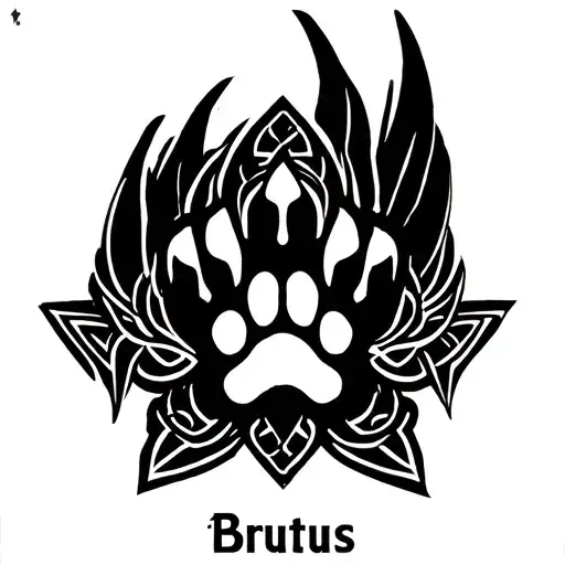"Brutus" dog paw with wings. celtic style illustration tattoo design idea