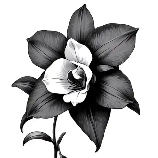 Cattleya Orchidwith moon tattoo design idea