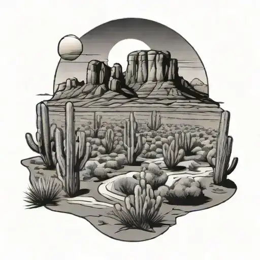 Arizona desert landscape tattoo design idea