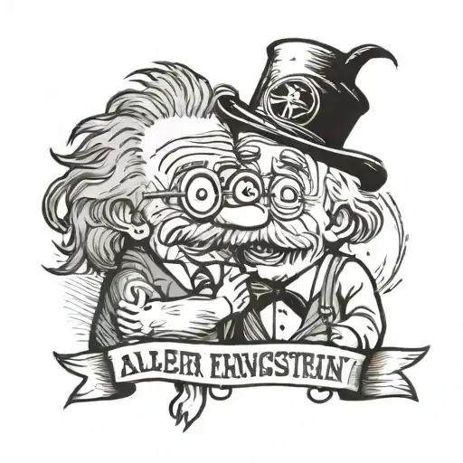 a minion hugging Albert Einstein tattoo design idea