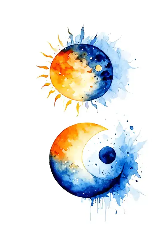 Sun And Moon tattoo design idea