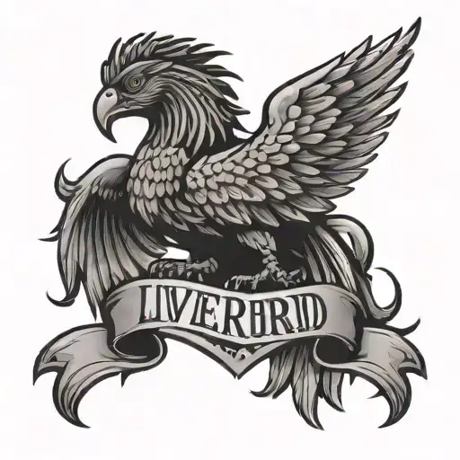 liverbird with banner tattoo tattoo design idea