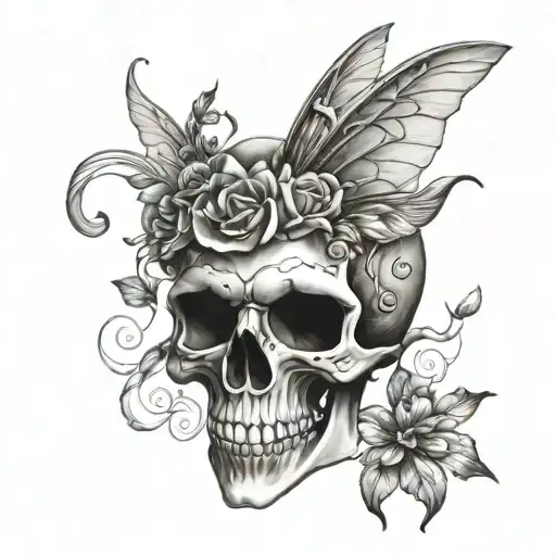 skull fairy tattoo design idea