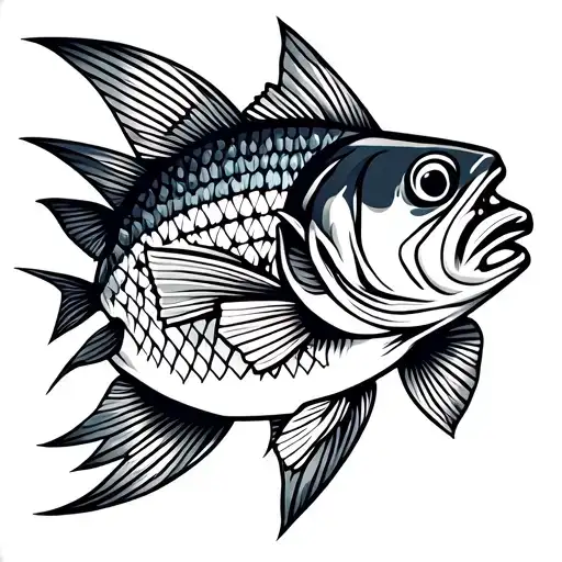 fishing and bass fish tattoo design idea