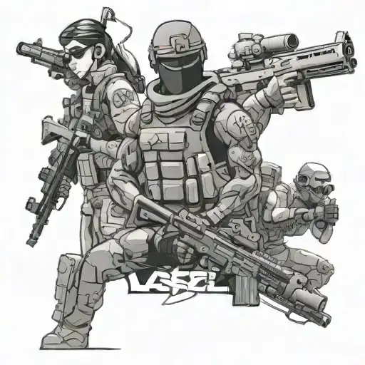 I want pictures of heroes from different pc games like lola, counter strike, valorant, call of duty and fortnite.. And f tattoo design idea