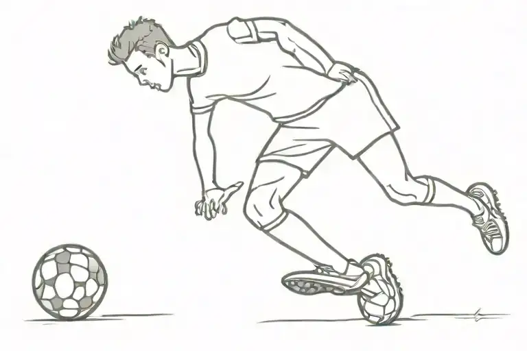 soccer player kicking a ball tattoo design idea