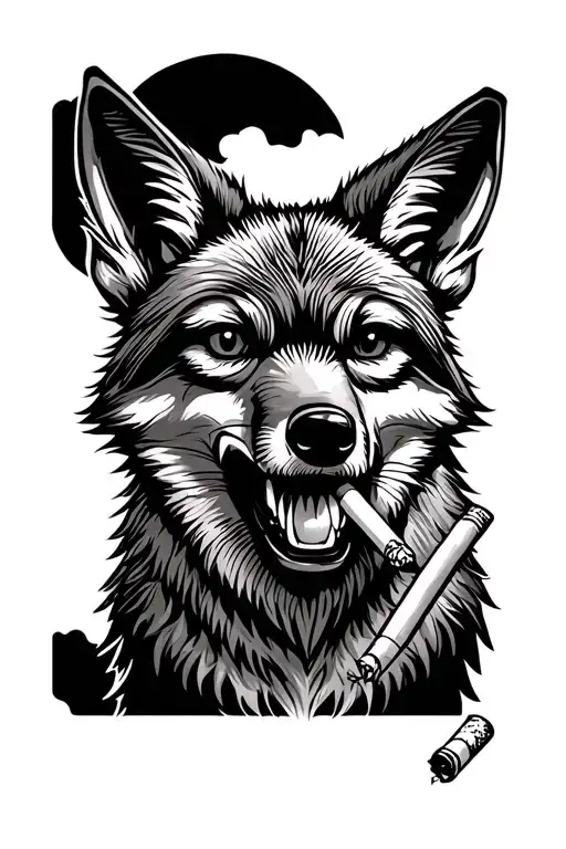 Coyote chewin' on a cigarette tattoo design idea