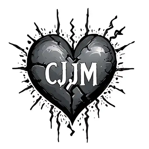 "CJMM" broken heart tattoo design idea