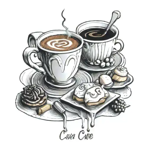 hot chocolate and Colombian pastries tattoo design idea