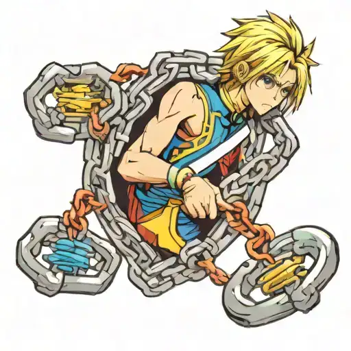 hunter x hunter kurapika chains wrapped tattoo design idea