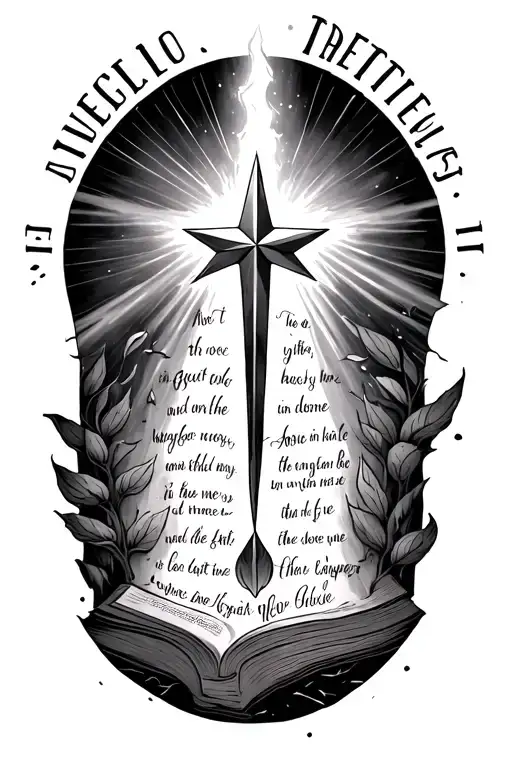 bethlehelm star shining down onto a bible verse tattoo design idea