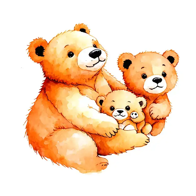 Bear With Cubs tattoo design idea