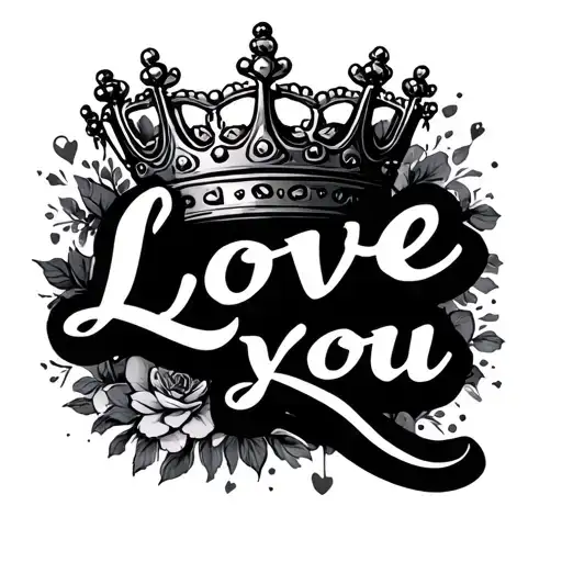 "Love you " small prince crown tattoo design idea