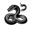 snake tattoo on left arm with tail starting on the wrist, wrapping around forearm and the head resting on collar bone tattoo design idea