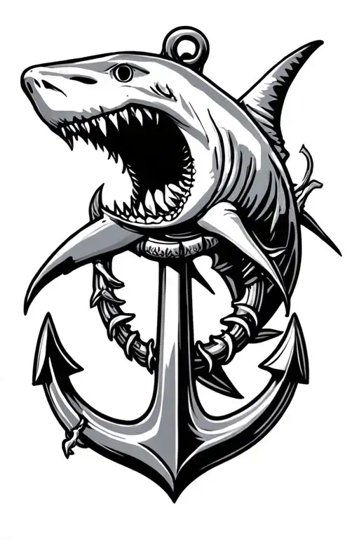 shark compas anchor  tattoo design idea