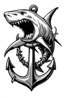 shark compas anchor  tattoo design idea