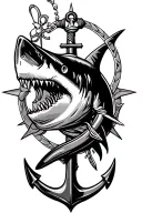 shark compas anchor  tattoo design idea