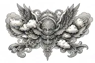clouds as wings tattoo design idea