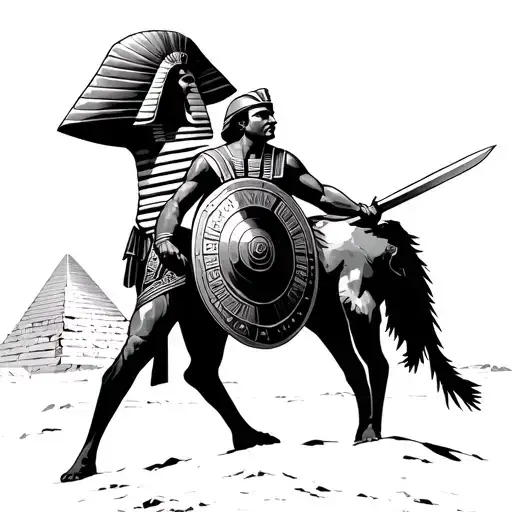 Egypt: Pyramids, the Sphinx, Pharaoh. Greece: The Parthenon, a hoplite with his shield. Rome: gladiator combat tattoo design idea
