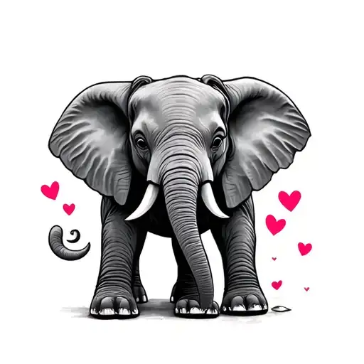 elephant shoes love you tattoo design idea